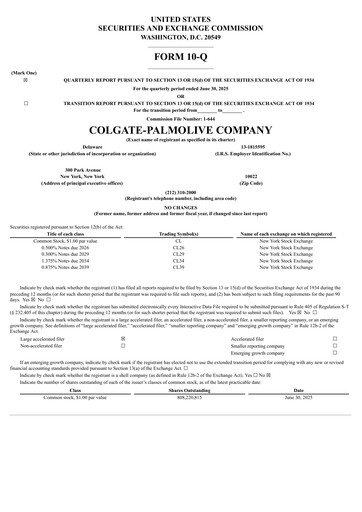 Thumbnail Colgate-Palmolive Quarterly Report 2025-q2