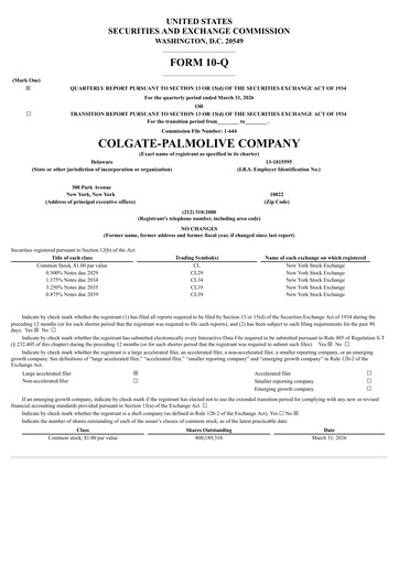 Thumbnail Colgate-Palmolive Quarterly Report 2026-q1