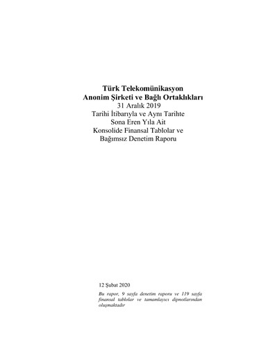 Thumbnail Türk Telekom
 Financial Statement 2019