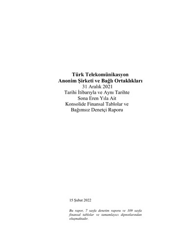 Thumbnail Türk Telekom
 Financial Statement 2021