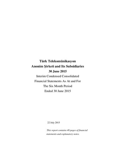 Thumbnail Türk Telekom
 Half-year Report 2015-h1