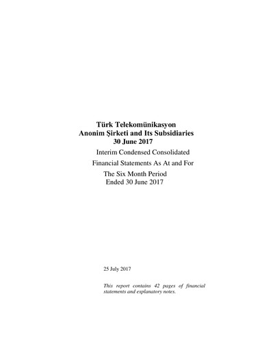 Thumbnail Türk Telekom
 Half-year Report 2017-h1