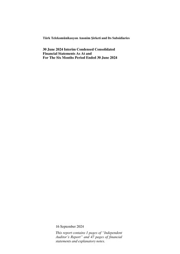 Thumbnail Türk Telekom
 Half-year Report 2024-h1