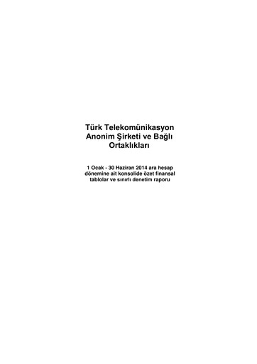 Vorschaubild Türk Telekom
 Halbjahresbericht 2014-h1