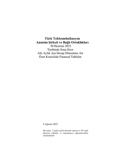 Vorschaubild Türk Telekom
 Halbjahresbericht 2021-h1