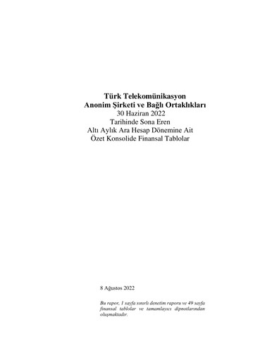 Vorschaubild Türk Telekom
 Halbjahresbericht 2022-h1