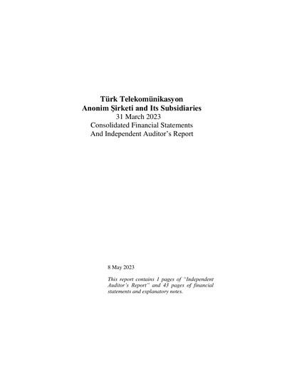 Miniature Türk Telekom
 Rapport trimestriel 2023-q1