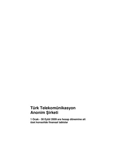 Thumbnail Türk Telekom
 Quarterly Report 2009-q3