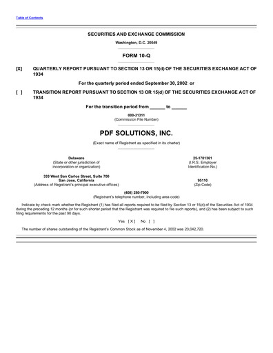Thumbnail PDF Solutions Quarterly Report 2002-q3