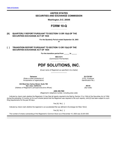 Thumbnail PDF Solutions Quarterly Report 2003-q3