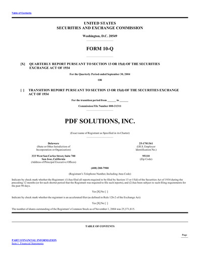 Thumbnail PDF Solutions Quarterly Report 2004-q3