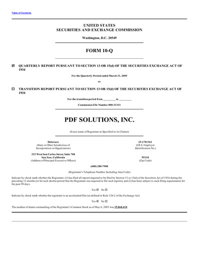 Thumbnail PDF Solutions Quarterly Report 2005-q1