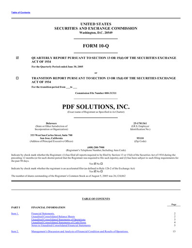 Thumbnail PDF Solutions Quarterly Report 2005-q2