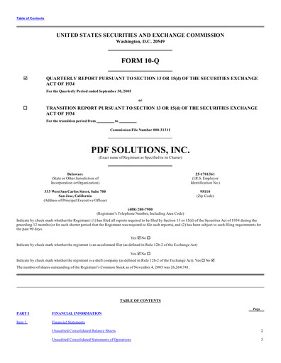 Thumbnail PDF Solutions Quarterly Report 2005-q3