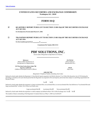 Thumbnail PDF Solutions Quarterly Report 2006-q1
