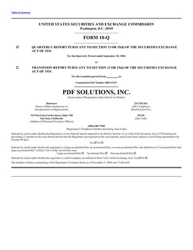 Thumbnail PDF Solutions Quarterly Report 2006-q3