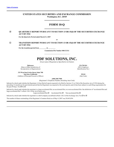 Thumbnail PDF Solutions Quarterly Report 2007-q1
