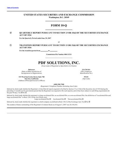 Thumbnail PDF Solutions Quarterly Report 2007-q2