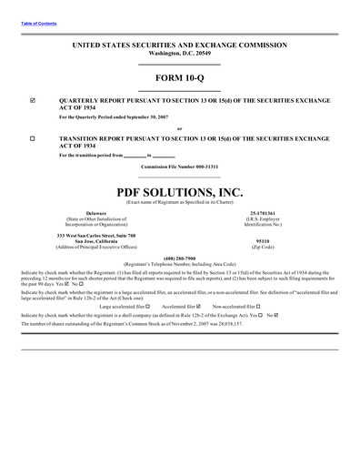 Thumbnail PDF Solutions Quarterly Report 2007-q3