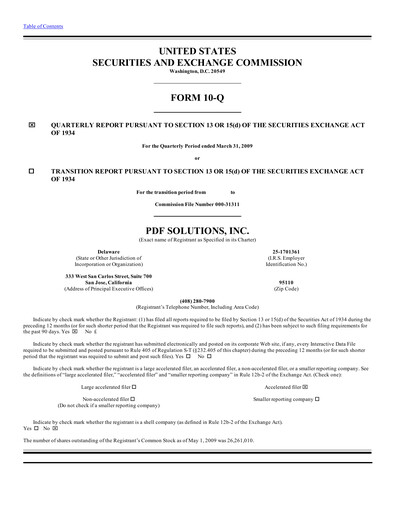 Thumbnail PDF Solutions Quarterly Report 2009-q1