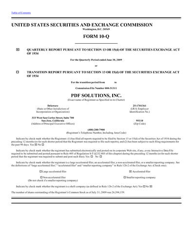 Thumbnail PDF Solutions Quarterly Report 2009-q2