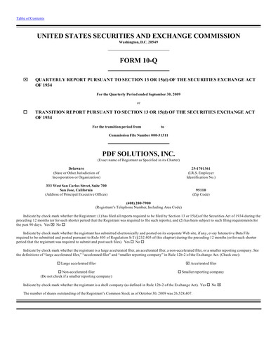 Thumbnail PDF Solutions Quarterly Report 2009-q3