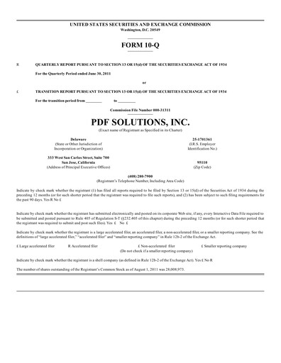 Thumbnail PDF Solutions Quarterly Report 2011-q2