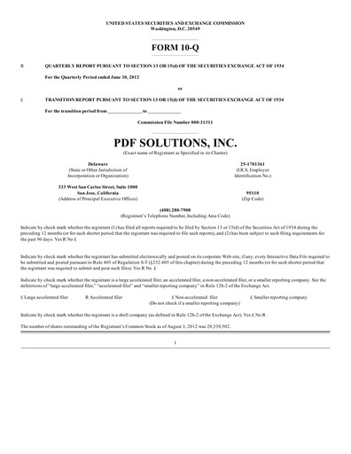 Thumbnail PDF Solutions Quarterly Report 2012-q2