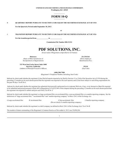 Thumbnail PDF Solutions Quarterly Report 2012-q3