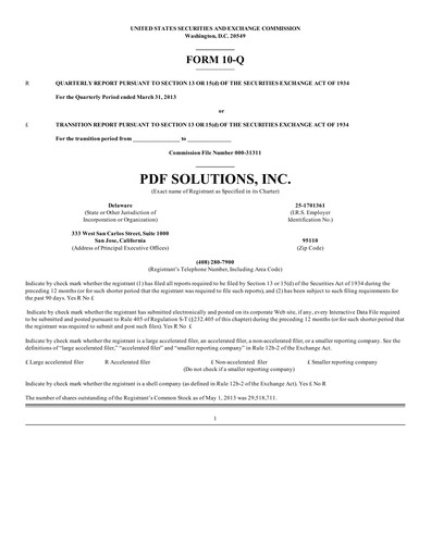 Thumbnail PDF Solutions Quarterly Report 2013-q1