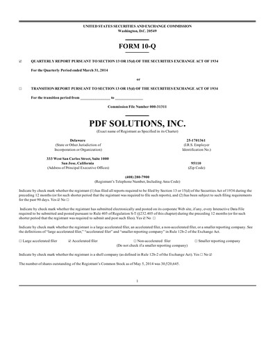 Thumbnail PDF Solutions Quarterly Report 2014-q1