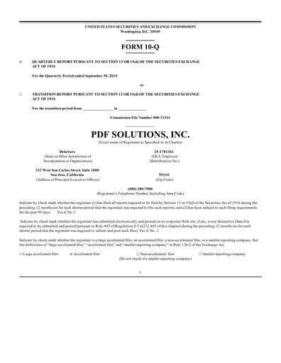 Thumbnail PDF Solutions Quarterly Report 2014-q3