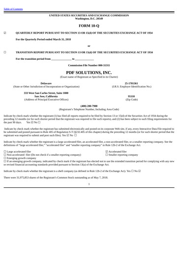 Thumbnail PDF Solutions Quarterly Report 2018-q1