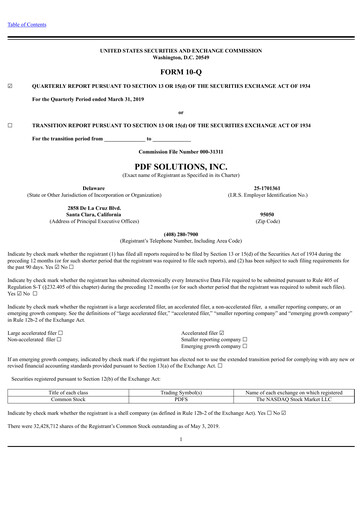 Thumbnail PDF Solutions Quarterly Report 2019-q1