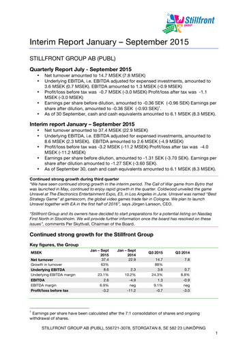 Miniature Stillfront Group Rapport trimestriel 2015-q3