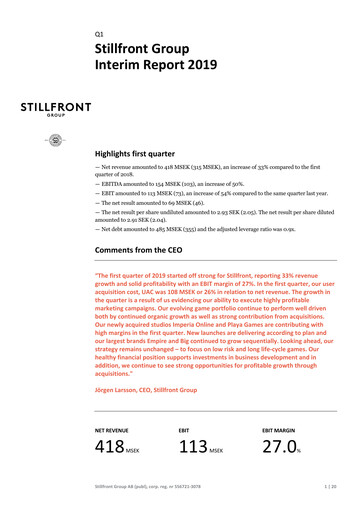 Miniature Stillfront Group Rapport trimestriel 2019-q1