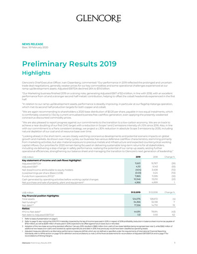Thumbnail Glencore Financial Report 2019