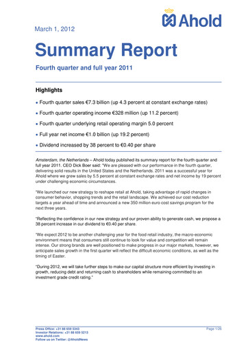 Thumbnail Ahold Delhaize Financial Statement 2011