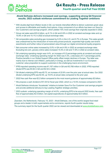 Thumbnail Ahold Delhaize Financial Statement 2022