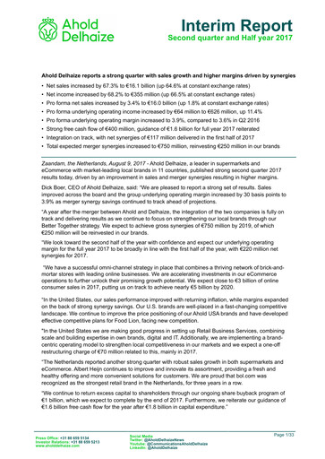 Vorschaubild Ahold Delhaize Halbjahresbericht 2017-h1