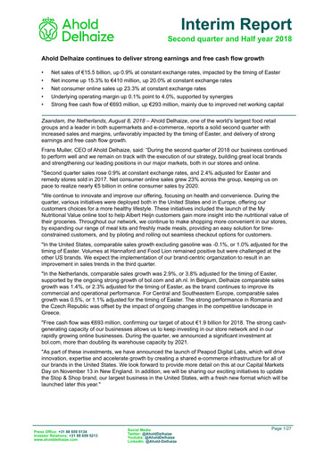 Vorschaubild Ahold Delhaize Halbjahresbericht 2018-h1