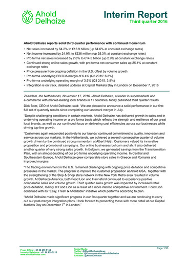 Vorschaubild Ahold Delhaize Quartalsbericht 2016-q3