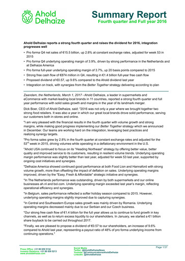Vorschaubild Ahold Delhaize Quartalsbericht 2016-q4