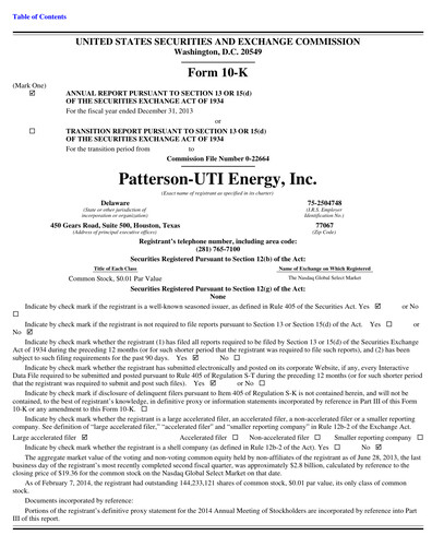 Thumbnail Patterson-UTI Energy Annual Report 2013