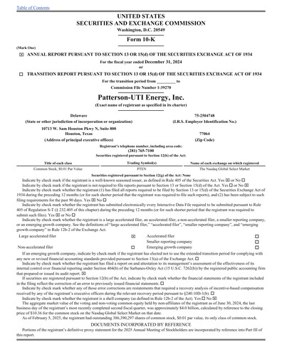 Thumbnail Patterson-UTI Energy Annual Report 2024
