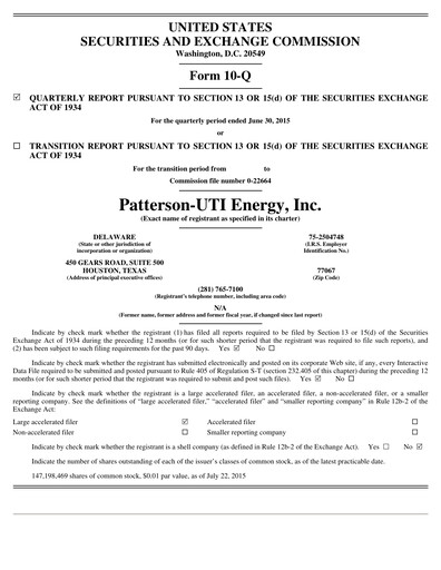 Thumbnail Patterson-UTI Energy Quarterly Report 2015-q2