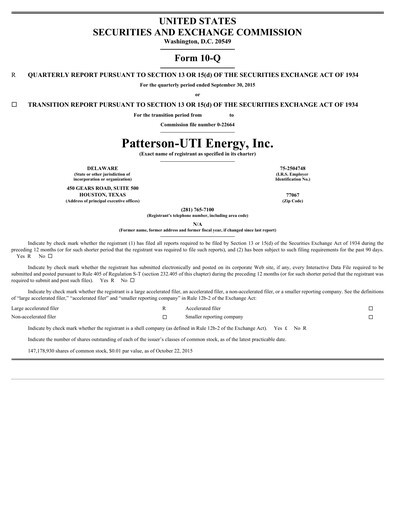 Thumbnail Patterson-UTI Energy Quarterly Report 2015-q3