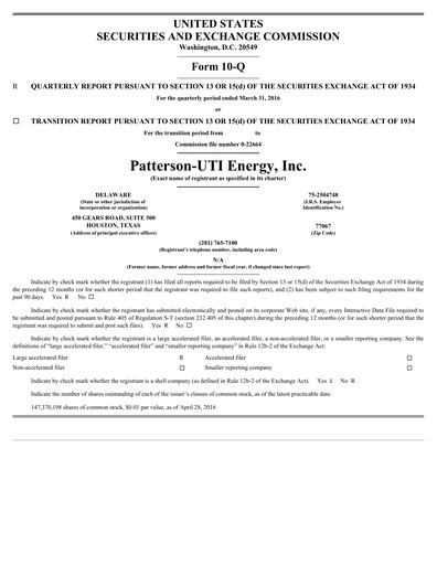 Thumbnail Patterson-UTI Energy Quarterly Report 2016-q1