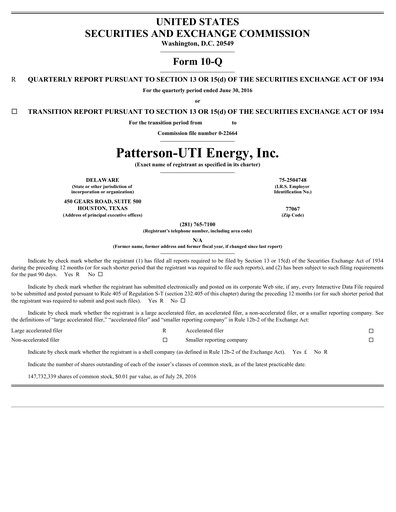 Thumbnail Patterson-UTI Energy Quarterly Report 2016-q2