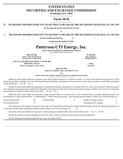 Thumbnail Patterson-UTI Energy Quarterly Report 2017-q1